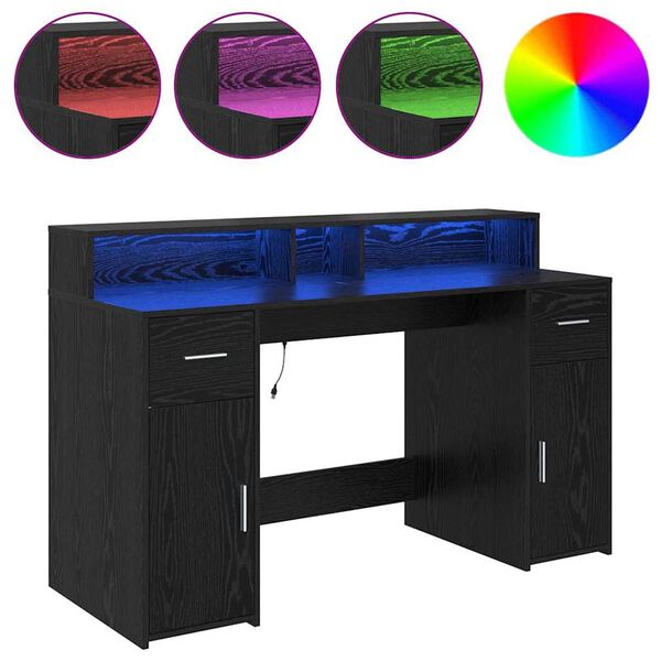 vidaXL Skrivebord med skuff Svart eik 140 x 55 x 91 cm Konstruert tre