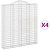 vidaXL Gabionkurver buede 4 stk 200x30x220/240 cm galvanisert jern