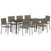 vidaXL Hage Spisegruppe med pute 9 pcs Gr&aring; polyrotting