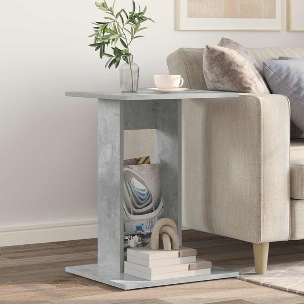 vidaXL Sidetabell Betonggr&aring; 45 x 40 x 62,5 cm Konstruert tre
