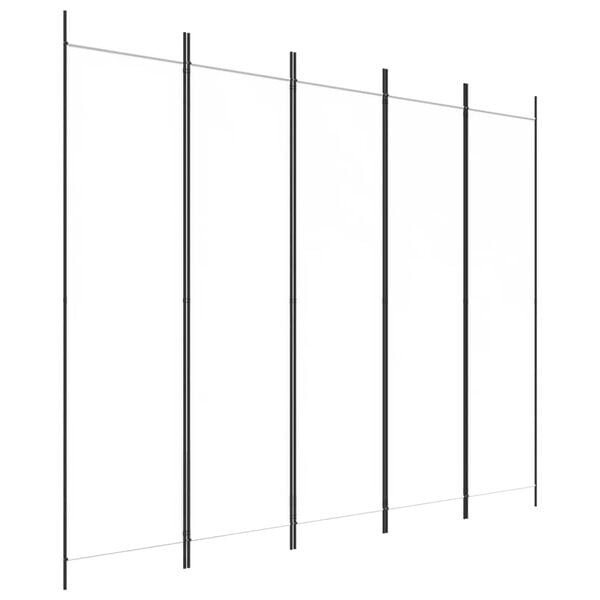 vidaXL Romdeler med 5 paneler hvit 250x200 cm stoff