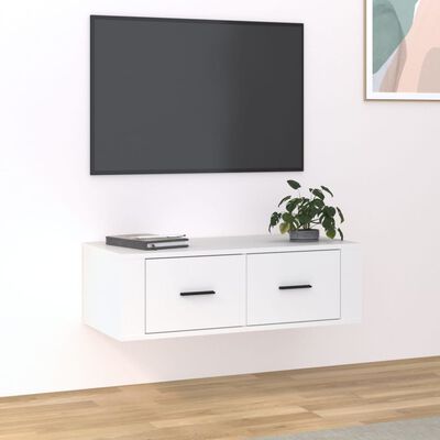 vidaXL Hengende TV-benk hvit 80x36x25 cm konstruert tre