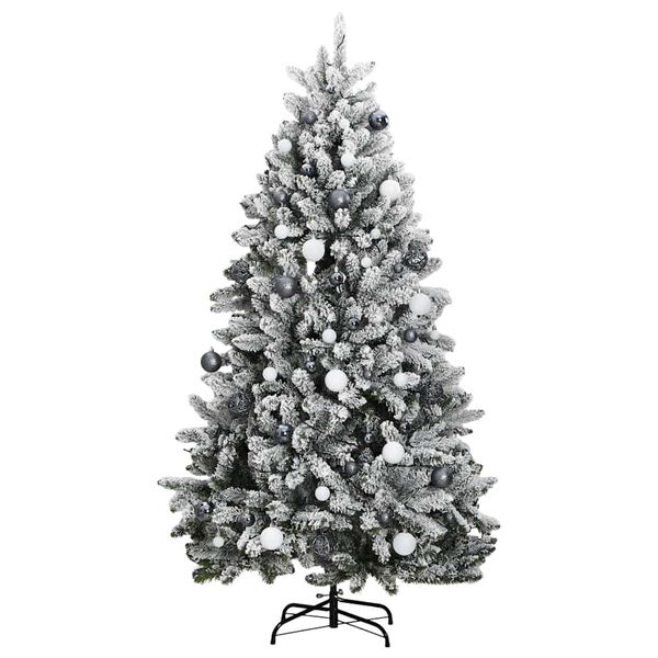 vidaXL Kunstig hengslet juletre med 300 LED og kulesett 180 cm