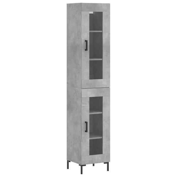 vidaXL Highboard betonggr&aring; 34,5x34x180 cm konstruert tre