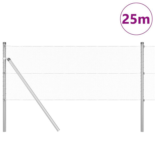 vidaXL Gjerdep&aring;le s&oslash;lv 25 x 0,6 m (13 mm netting) St&aring;l