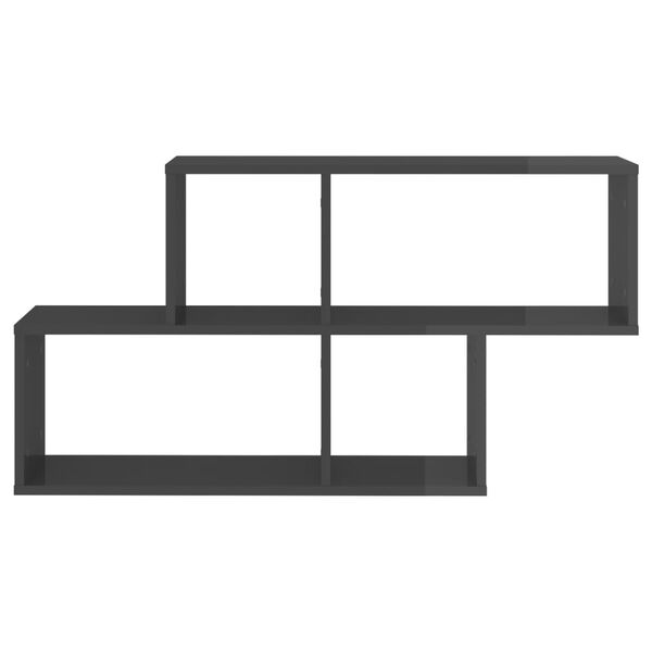 vidaXL Vegghylle høyglans grå 100x18x53 cm konstruert tre