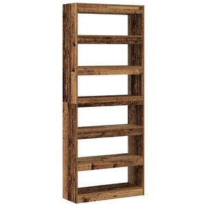 vidaXL Bokskap 6 niv&aring;er 80 x 30 x 198 cm Konstruert tre Gammelt tre