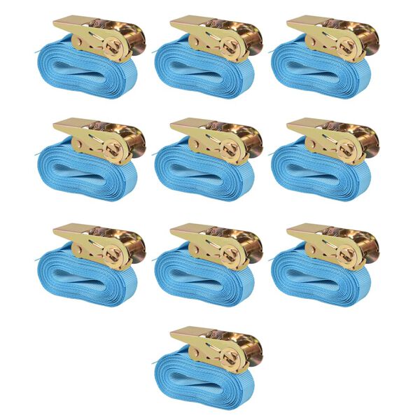 vidaXL Jekkestropper med skralle 10 stk 0,8 tonn 4mx25mm blå