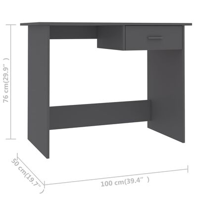 vidaXL Skrivebord grå 100x50x76 cm sponplate