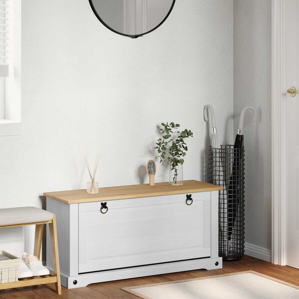 vidaXL Sko Skap med hylle Corona Hvit 99 x 32 x 49 cm Massiv furu
