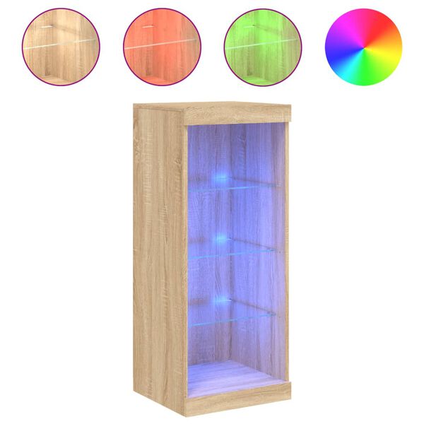 vidaXL Skjenk med LED-lys sonoma eik 41x37x100 cm