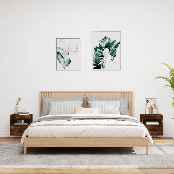 vidaXL TV-benker med LED-lys 2 stk r&oslash;kt eik 40x30x40 cm