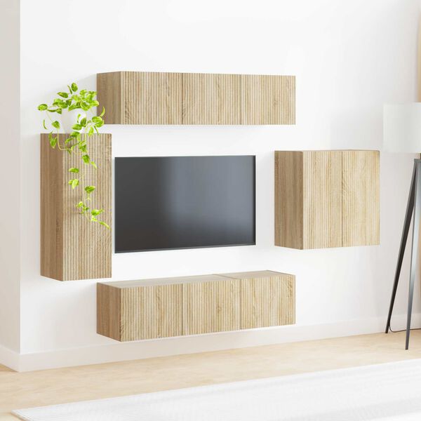 vidaXL Veggmontert 6 pcs Sonoma eik