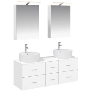 vidaXL Baderomsinnredningssett 5 pcs Hvit Konstruert tre og glass