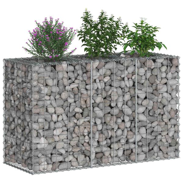 vidaXL Gabion hevet seng s&oslash;lv 130 x 50 x 80 cm Galvanisert St&aring;l