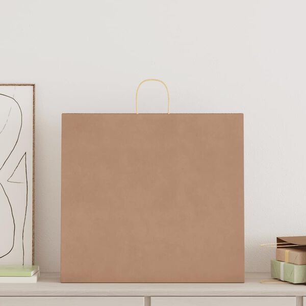 vidaXL Papirposer 50 stk med h&aring;ndtak brun 54x15x49 cm