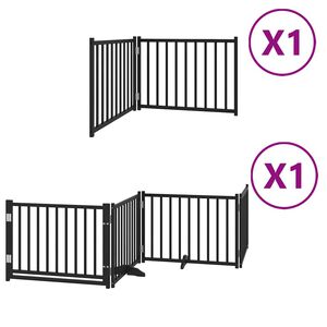 vidaXL Hundeport sammenleggbar 6 paneler svart 480 cm poppeltre