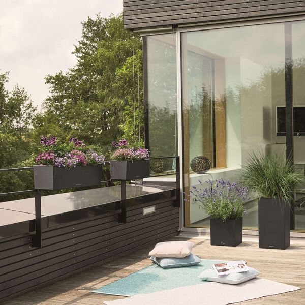 LECHUZA Plantekasse BALCONERA Stone 50 ALL-IN-ONE svart