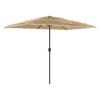vidaXL Hageparasoll med LED med st&aring;lstang brun 300x200x250 cm