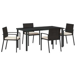 vidaXL Hage Spisegruppe 5 pcs Svart Pulverlakkert st&aring;l