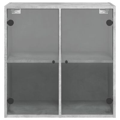 vidaXL Sideskap med glassdører betonggrå 68x37x68,5 cm