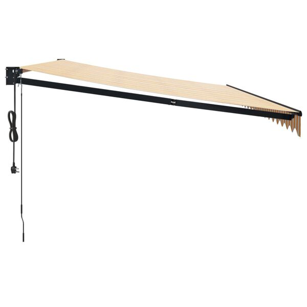 vidaXL Automatisk uttrekkbar markise gul og hvit 5x3 m