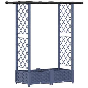 vidaXL Hevet Bed med Trellis og Tak Gr&aring; 122,5 x 40 x 121 cm PP