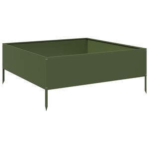 vidaXL H&oslash;ybed olivengr&oslash;nn 100x100x25 cm st&aring;l