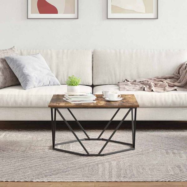 vidaXL Kaffebord R&oslash;kt eik 80 x 80 x 45 cm Konstruksjonsvirke og st&aring;l