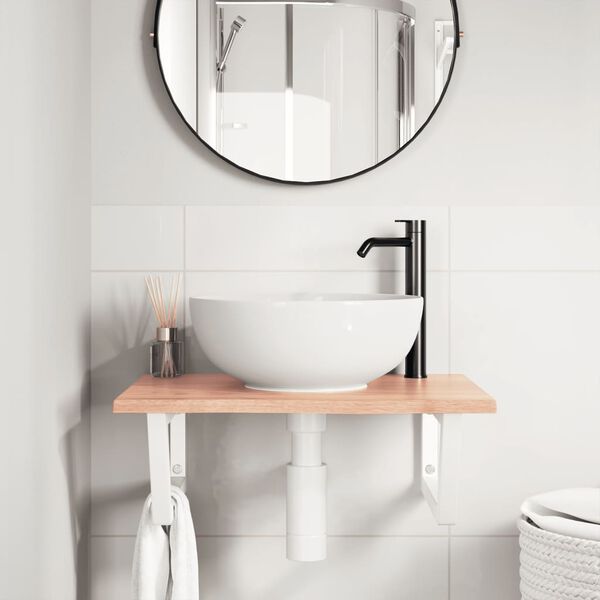 vidaXL Servanthylle veggmontert st&aring;l og heltre eik