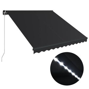 vidaXL Manuell uttrekkbar markise med LED 300x250 cm antrasitt