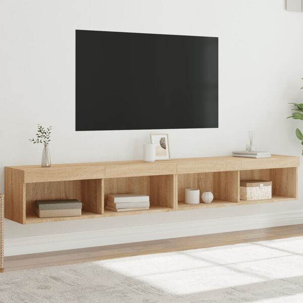 vidaXL TV-benker med LED-lys 2 stk sonoma eik 100x30x30 cm