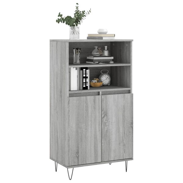 vidaXL Highboard grå sonoma 60x36x110 cm konstruert tre