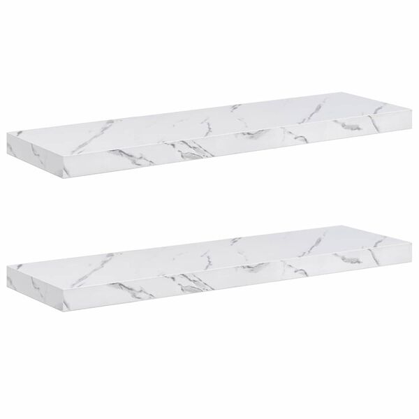 vidaXL Vegghylle 2 pcs Hvit marmor 80 x 23,5 x 4 cm Konstruert tre