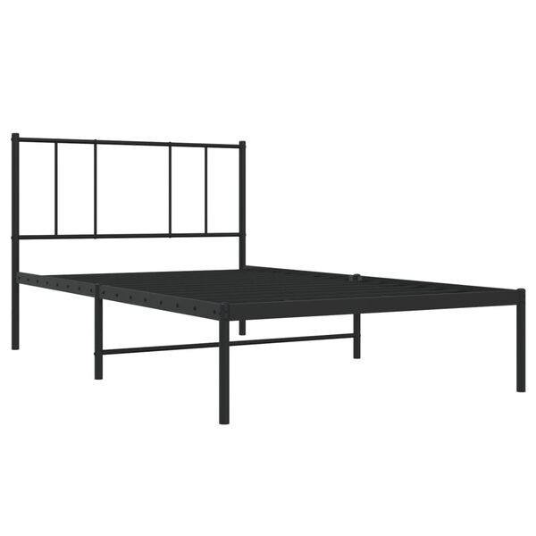 vidaXL Sengeramme i metall med hodegavl svart 75x190 cm