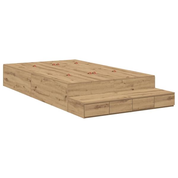 vidaXL Seng med lagring med skuff Artisan Eik 120 cm Konstruert tre