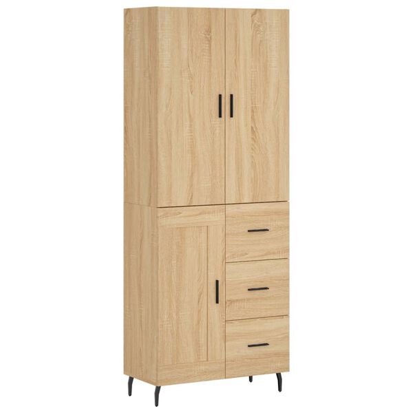 vidaXL Highboard sonoma eik 69,5x34x180 cm konstruert tre