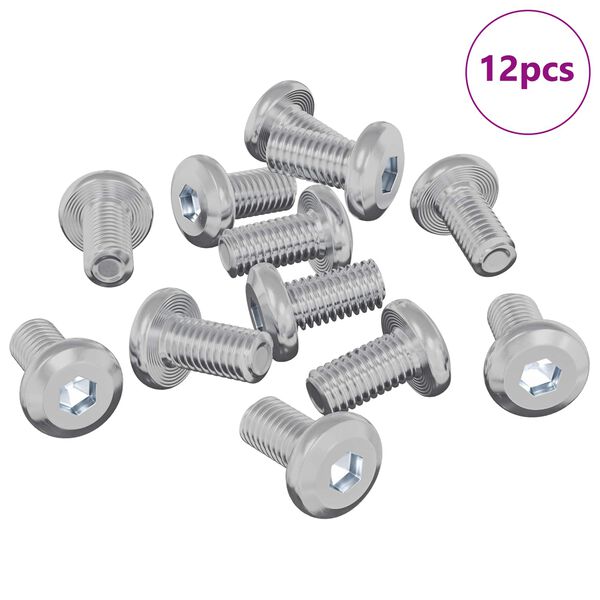 vidaXL L&aring;seskrue Ensfarget 12 pcs s&oslash;lv M6 x 12 mm St&aring;l