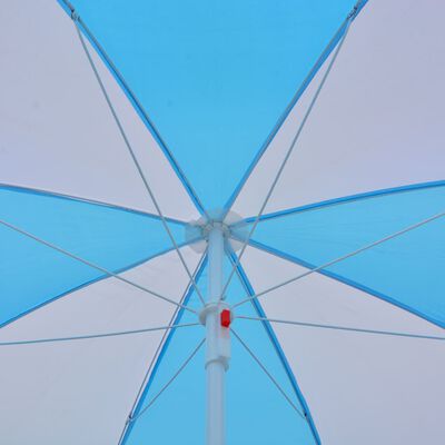 vidaXL Strandparasoll med sidevegger blå og hvit 180 cm stoff