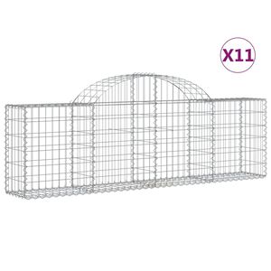 vidaXL Gabionkurver buede 11 stk 200x30x60/80 cm galvanisert jern