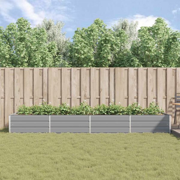 vidaXL Plantekassed Lysegr&aring; 195 x 100 x 45 cm Galvanisert St&aring;l