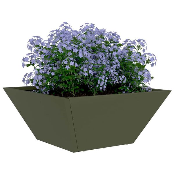 vidaXL Hageblomsterpotte Olivengrønn 35 x 35 x 15 cm Kaldvalsestål