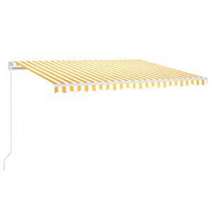 vidaXL Manuell uttrekkbar markise med LED 450x300 cm gul og hvit