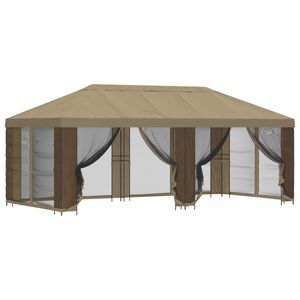 vidaXL Hagepaviljong med sidevegger 6 x 3 m Beige Polyester og st&aring;l