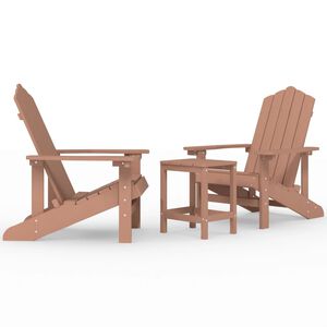 vidaXL Adirondack hagestoler med bord HDPE brun