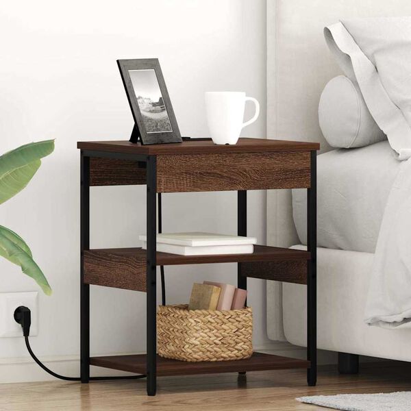 vidaXL Nattbordskap 2 pcs Brun Eik 41 x 31 x 51 cm Konstruert tre