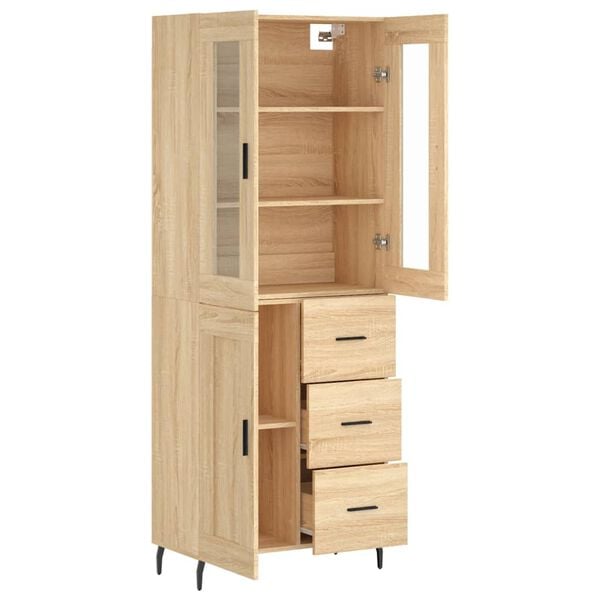 vidaXL Highboard sonoma eik 69,5x34x180 cm konstruert tre