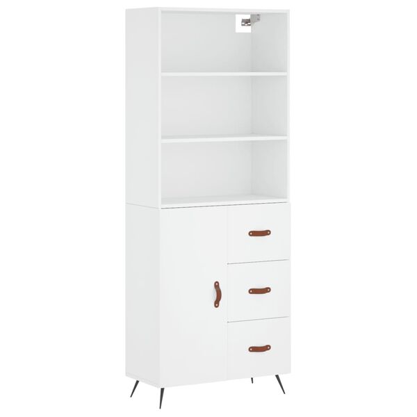 vidaXL Highboard hvit 69,5x34x180 cm konstruert tre