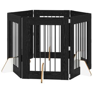 vidaXL Hundegate med stender 6 pcs Svart eik 60 x 80 cm Konstruert tre