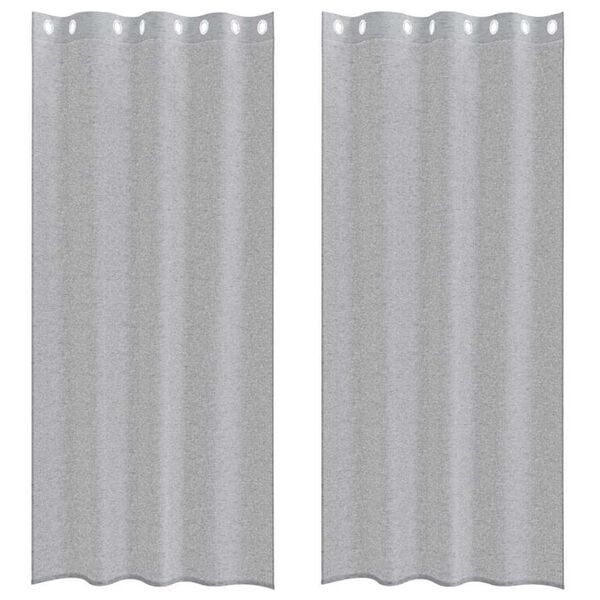 vidaXL Voile Gardin med gardiner 2 pcs Mørkegrå 225 x 140 cm Polyester